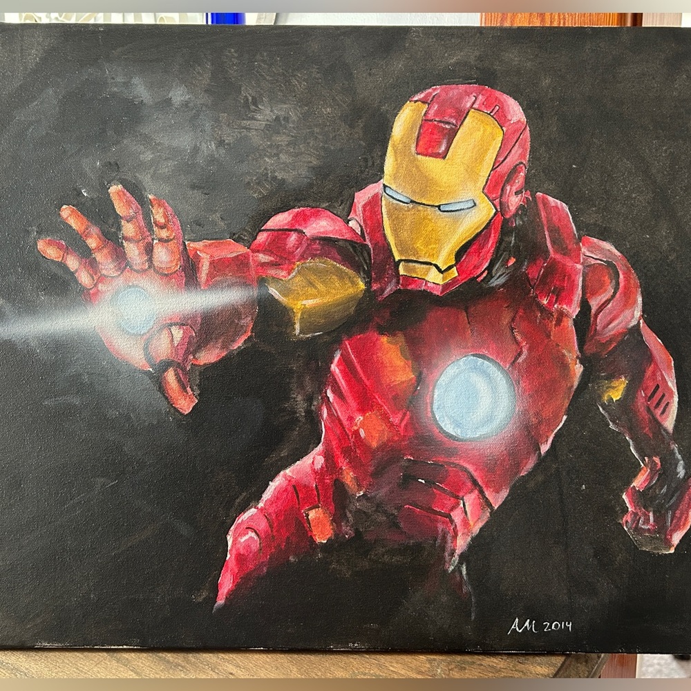 Iron Man Red and Yellow Action Art Painting